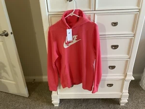 Nike Women’s Large Sportswear Essential Logo Hoodie Sweatshirt Pink/Orange NWT - Picture 1 of 6
