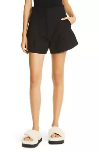 NWT $295 A.L.C. Bennett Italian Linen High Rise Wide Leg Black Short Women's 12 - Picture 1 of 14