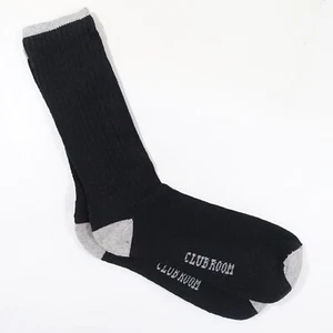 CLUB ROOM BLACK GRAY CUSHIONED FOOT BOTTOM RETRO CREW 1 PAIR SOCKS MENS NEW - Picture 1 of 5