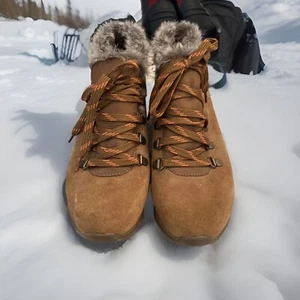 Baretraps Winter Boots Womens Size 7.5 Brown Grazi Ankle Bootie Suede Faux Fur - Picture 1 of 6