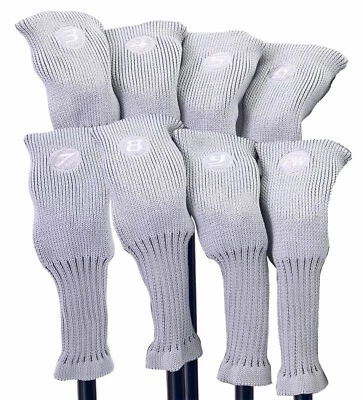 MAJEK GOLF Majek All Hybrid Golf Club Silver Neoprene Acrylic Headcover Set (3-PW)