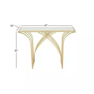 Litton Lane Console Table 12" L, Rectangle Metal Geometric W/ Mirrored Glass Top - Picture 1 of 10