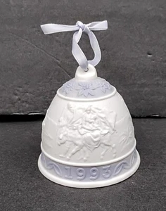 Campana di Natale Ladro Vintage 1993 Ornamento Bianco e Lavanda con Nastro - Foto 1 di 6
