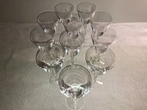Vintage - 11 Etched Rose - Very Thin - Crystal Stemware Glasses - 5+ Inches Tall - Picture 1 of 11