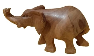VINTAGE Holz Elefant Statue handgeschnitzt Massivholz KEINE Stoßzähne 4" H 7" L - Bild 1 von 12