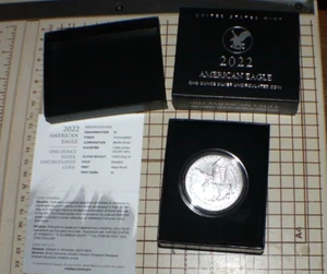 2022-W AMERICAN EAGLE SILVER DOLLAR COIN WITH BOX AND COA (WEST POINT MINT) - Picture 1 of 4