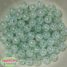 12mm Mint Acrylic Crackle Style Bubblegum Beads Lot 40 pc.chunky gumball