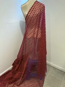 Tela de encaje de organza bordada bordada de borgoña 50"" de ancho VENDIDA POR YARDA - Imagen 1 de 6