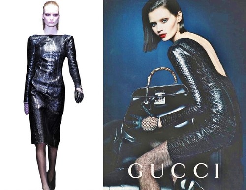 GUCCI ~ RARO 2014 vero pitone nero aperto schiena abito pelle di serpente ~ S M Autentico