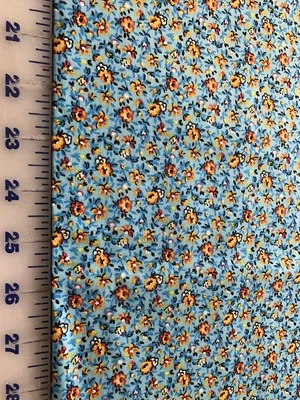 Pretty Turq &  Blue flower calico cotton Studio Fabric per yard  quilt / sew 44" - Image 1 of 3