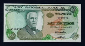 PORTUGAL PORTUGUESE Mozambique 1000 Escudos 1972 P-115 UNC NO OVERPRINT - Picture 1 of 2
