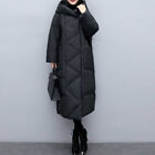 Women's Padded Hooded Coat Long Loose Warm Winter Parka Windproof Pure Color @
