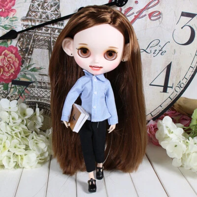 Muñeca Personalizada 12" Neo Blythe Fábrica Pelo Largo Marrón Sonrisa Dientes 9 Manos con Orejas Foto 1 de 4