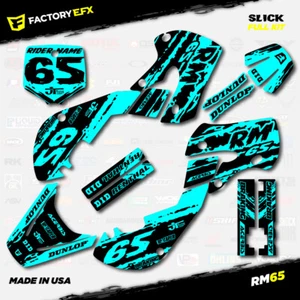 Black & Cyan Slick Graphics Sticker Kit fits Suzuki RM65 RM 65 01-22 Decals - Picture 1 of 5
