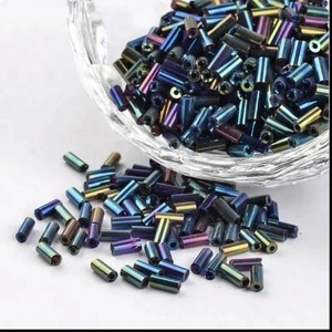 Lot of 500 seed beads tube blue purple green 5 mm - jewelry creation - Picture 1 of 2