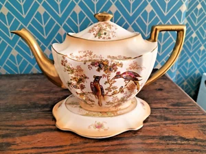 Tetera Crown Ducal Blush Ware con soporte c1915 MUY RARA EN MUY BUENA CONDICIÓN - Imagen 1 de 10