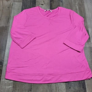 Live Love Lounge Women's Plus Solid Long Sleeve Loungewear Top Hot Pink Size 1X - Picture 1 of 6