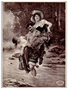 Candee Rubber Trade Card Famous Painting Series The Ferryman by Emil Bayard C4 - Bild 1 von 2