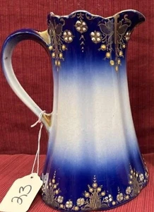 K&G Luneville | Antique Pitcher | 24kt Gold & Blue Moriage | 1880s Limoges, FR - Picture 1 of 6