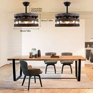 Ceiling fan with lights Farmhouse,Caged, 20" Industrial Ceiling Mount Fixtures - Picture 1 of 15
