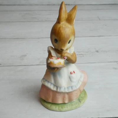 Sitzendorf Bunny in Apron with Strawberry Cake Germany Vintage - Image 1 of 4