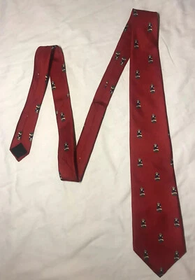 Dillard’s Christmas Santa Claus Motif Neck Tie 100% Silk Red  - Image 1 of 4