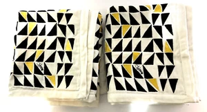 Pair Diane Von Furstenberg Miro Pickstitch King Size Pillow Shams Black Yellow - Picture 1 of 6