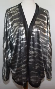 Chaqueta de Colección Lori California Estampado Metálico de Animales Frontal Abierta Hecha en EE. UU. Mujer L - Imagen 1 de 10