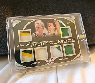 LARRY BIRD KEVIN MCHALE GAME USED JERSEY LEAF ULTIMATE SPORTS CELTICS SSP #d 2/2 - Image 1 of 4