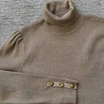 Suéter Lauren Ralph Lauren Dorado Metálico Acanalado Cuello Alto PLUS Talla 2X Nuevo con Etiquetas Foto 1 de 4