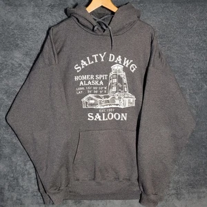 Vintage Salty Dawg Saloon Hoodie Herren Extra Large grau Homer Spit Alaska Hanes - Bild 1 von 11