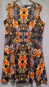 CB Established 1962 Damengröße 18W mehrfarbig Schmetterlingsdruck Fit Flare Kleid - Bild 1 von 10