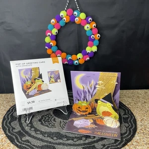 Halloween Pop-up Greeting Card w/Envelope Fall Frogs - Picture 1 of 3
