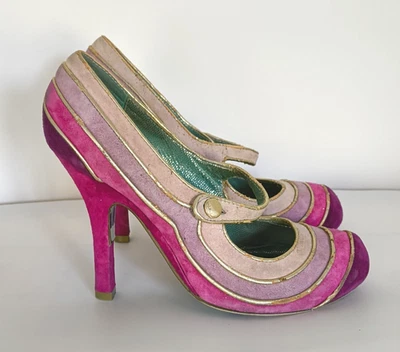 Tacones Irregular Choice talla 40 6 tonos rosas con tubería dorada en escamas Foto 1 de 4