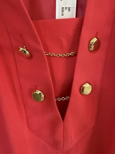 New Trina Turk Ladies Red dress gold buttons Dress XL $298 - Picture 1 of 7