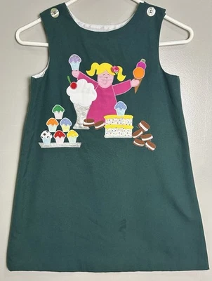 Chocolate Soup Vtg 80’s-90’s Jumper Dress Ice Cream Appliqués Sz 8 See Desc - Image 1 of 4