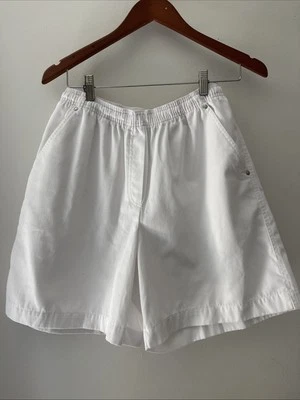Pantalones Cortos Vintage Cintura Alta Mujer Talla 12 Náutico Costero Años 90 Blanco Pull On Foto 1 de 4