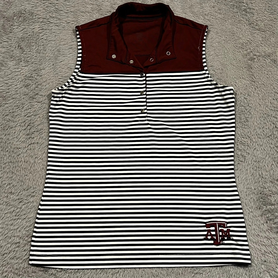 Polo Tail Texas A&M 1/4 Pullover a Presión Para Mujer S Rayas Cuello Simulado Sin Mangas Foto 1 de 4