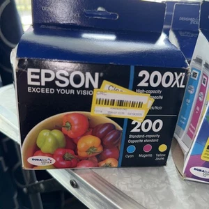 Epson 200XL Black 200 Cyan Magenta Yellow Ink Cartridges Genuine - NEW EXP 2027 - Afbeelding 1 van 4
