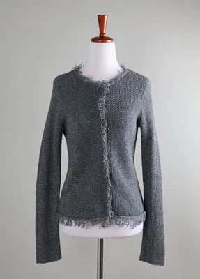 Suéter Top EILEEN FISHER $228 Texturizado Flecos Lino Talla Mediana Pequeño Foto 1 de 4