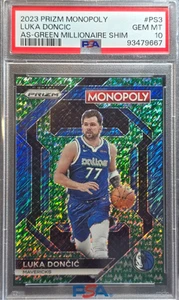 LUKA DONCIC 2023-24 Panini Prizm Monopoly Green Shimmer #'d 20/20 PSA Gem 10!!! - Picture 1 of 2