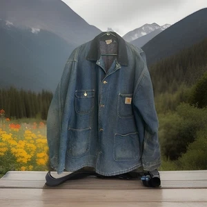 Chaqueta Carhartt De Colección Para Hombres 2XL Azul Denim Manta Forrada C59 DST EE. UU. 90s - Imagen 1 de 20