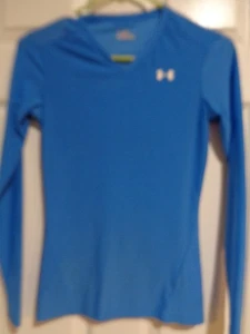 Girls/BOYS YOUTH UNDER ARMOUR blue heat gear long sleeve shirt, M  - Picture 1 of 2