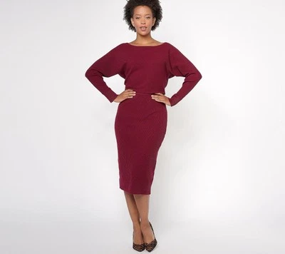 Vestido Suéter Pequeño Manga Dolman Studio Park X Amy Stran Talla Mediana Vino NUEVO Foto 1 de 4