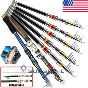 Heavy Duty Telescopic Fishing Rod Pole Carbon Fiber Sea Saltwater Freshwater - Picture 1 of 63