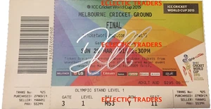 David Warner SIGNED 2015 ODI WORLD CUP FINAL TICKET MCG. Clarke Cummins Maxwell. - Picture 1 of 2