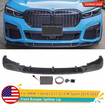 For 2019-22 BMW G11 G12 740 750 M760i M Sport R Style Carbon Front Lip Splitter — 第 1/4 张图片
