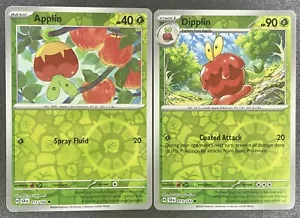 Pokemon TCG Applin Dipplin 012/013/142 S&V Corona Stellare REVERSE HOLO Set quasi nuovo - Foto 1 di 2