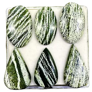 6 Pcs Natural Swiss Opal/Chrysotile Serpentine 41-46mm Loose Cabochon Gemstones - Picture 1 of 18