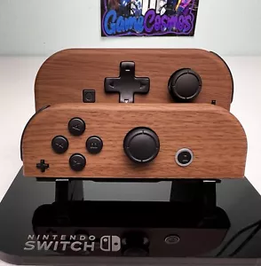 Woodgrain Soft Touch - DPAD Black Accents - Custom Joycons for Nintendo Switch - Picture 1 of 5